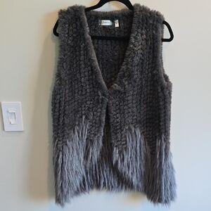 Neiman Marcus Charcoal Faux Fur Vest